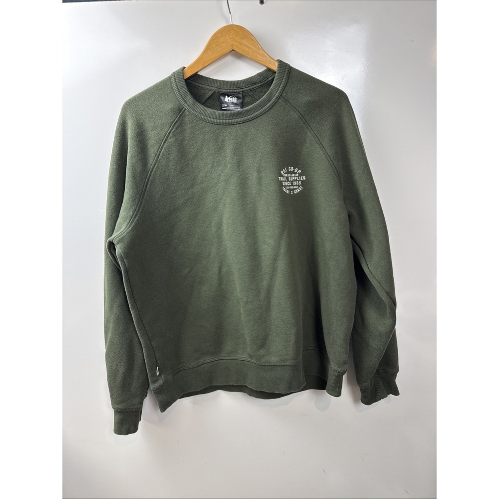 REI Co-op Olive Green Large Crewneck Sweatshirt Logo Graphic Pullover